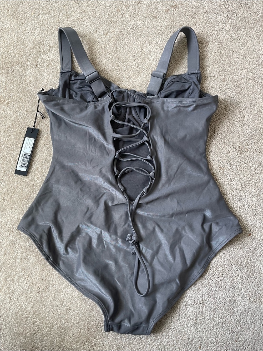 TA3 Lifty One-Piece Swimsuit Pewter Gray Size L Short D/DD NWT - Picture 3 of 7